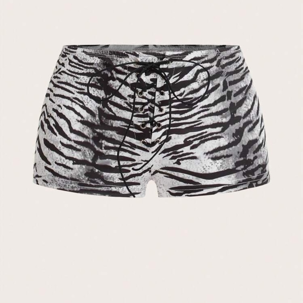 Women's Zebra Print Lace-Up Shorts